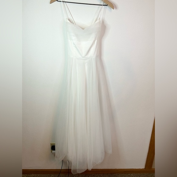NWT Hello Molly Signal My Way Tulle Midi Dress White 8 / Large - Picture 5 of 11